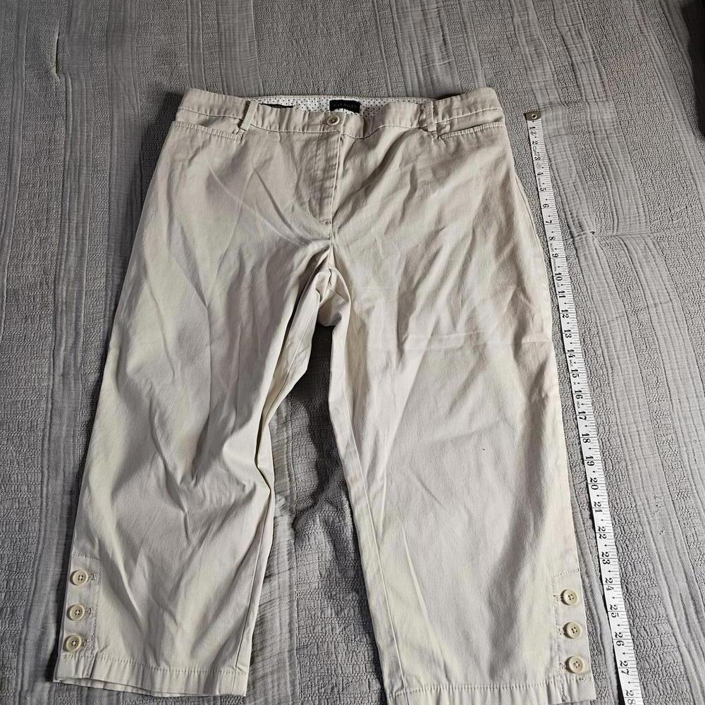 Talbots Beige Capri Pants with Button Detail Size 14P